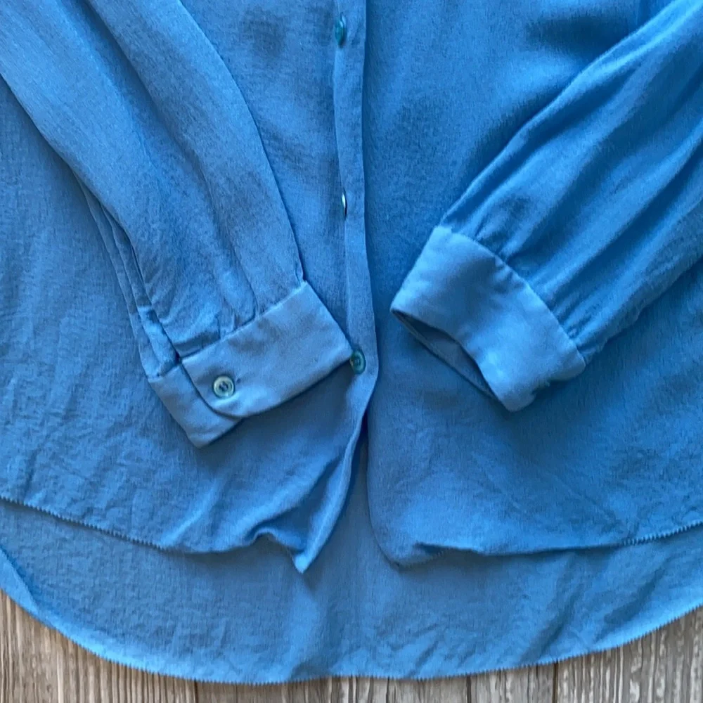 Wilfred Blue Long Sleeve 100% Silk Blouse - Picture 3 of 10